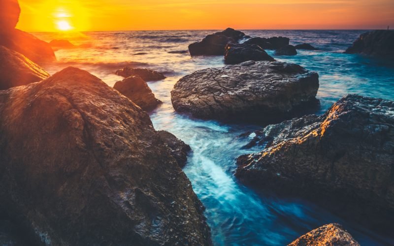 Sunset on the coast of the Sri Lanka